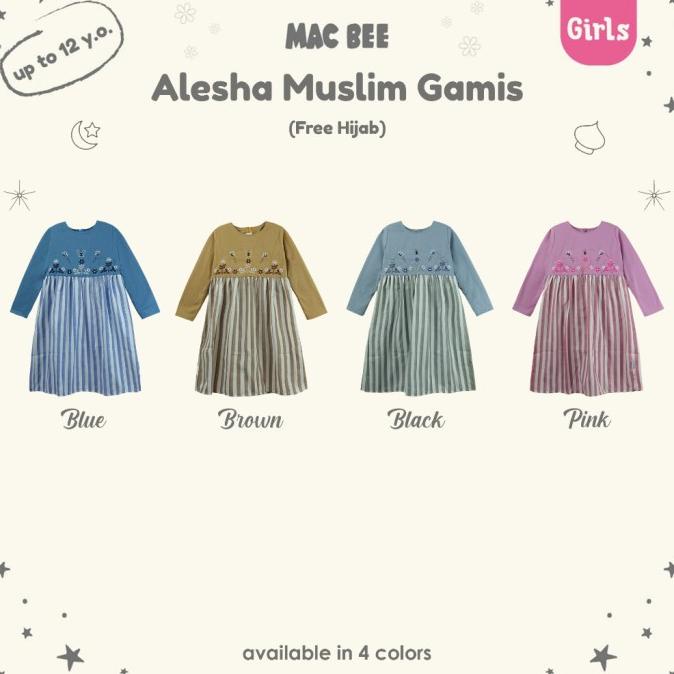 MacBee Baju Anak Perempuan Gamis Anak Collection Alesha Free Hijab