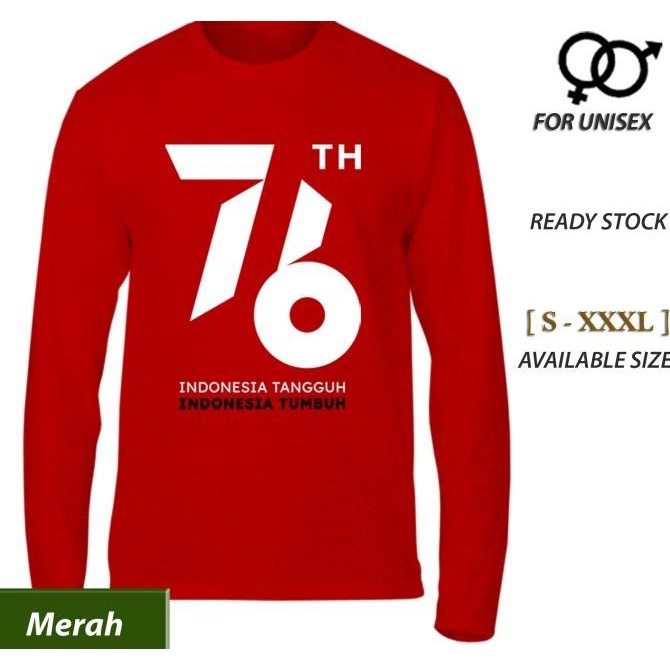 Kaos Hut Kemerdekaan Ri 76 Tahun Baju Indonesia Merdeka Lengan Panjang Barang Berkualitas