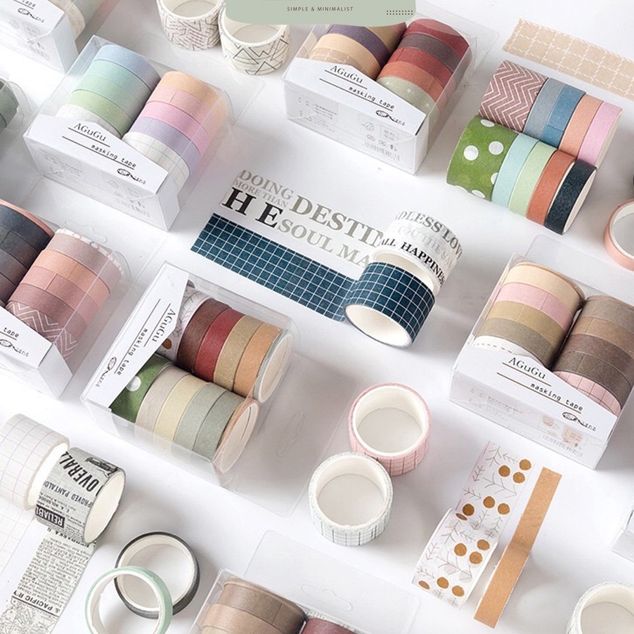 

RXSG3087㊥ [MILOLI] 10 Rolls Washi Tape Deco Masking Tape Jurnal DIY Scrapbook AGUGU - A0001 ㊍