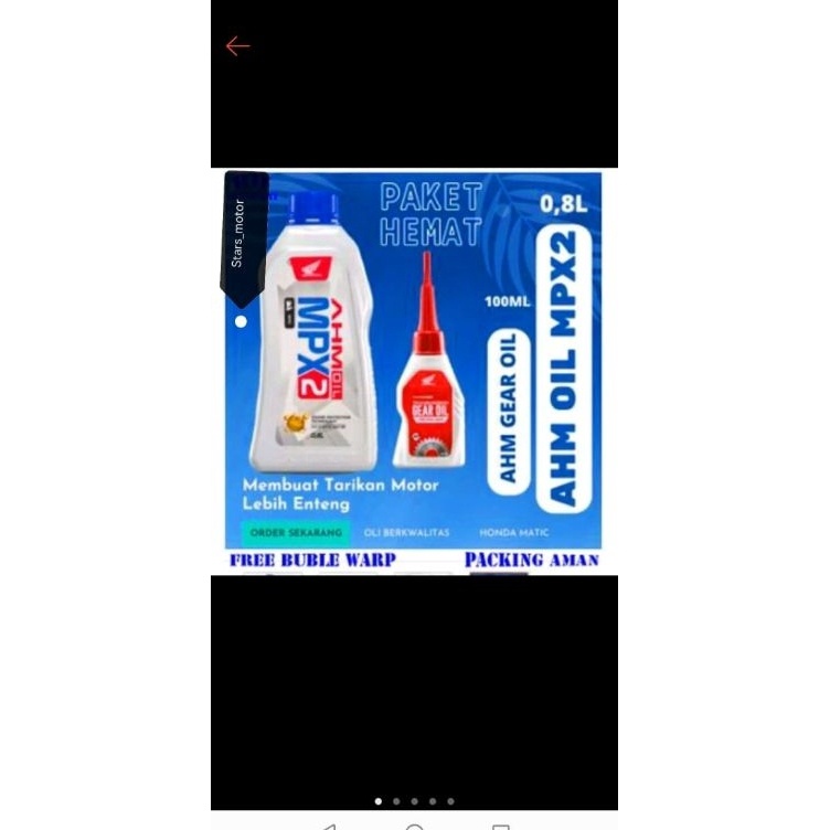 [Original] Paket oli MPX2 matic kemasan baru dan oli gardan AHM .,.,