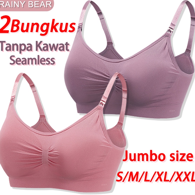 Recomended.. Bra BH Menyusui 2pcs Seamless Jumbo Kancing Depan Tanpa Kawat 937