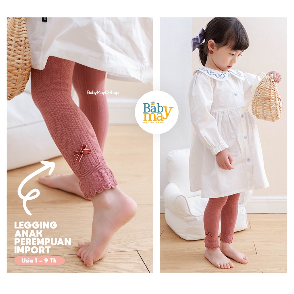 Legging Anak Perempuan Import 1 - 8 Tahun / Leging Anak Bayi Perempuan Motif Pita