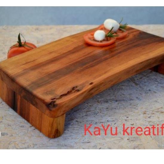 Talenan Kayu Besar Pake Kaki Dingklik20X40X5Cm