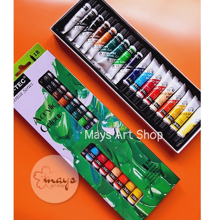 

Ready Cat Akrilik Set 18 Warna V-Tec / Cat Lukis Kanvas - Acrylic Paint Color V Tec 6ml / Acrilic Colour 18x6 ml - 12 x 6 ml Vtec 38