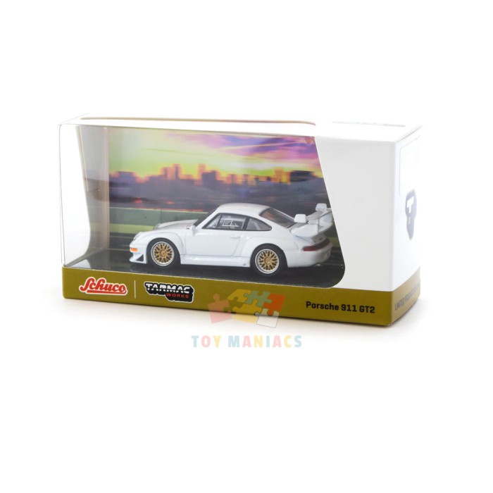 PORSCHE 911 GT2 WHITE 1/64 DIECAST MODEL BY SCHUCO & TARMAC WORKS