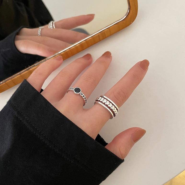Terlaris Set Cincin Korea Fashion Kombinasi Cincin Wanita Pembukaan Dapat Disesuaikan Keren Desain N