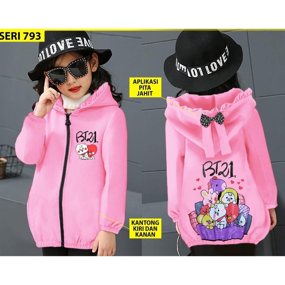 BEST SELLER. Jaket Anak BTS / BT21 - Jaket bt21 - sweater BTS anak cewe -mantel anak -jaket anak cew