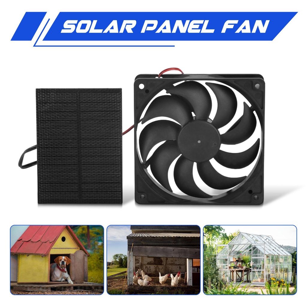 ❤3W Solar Panel Powered Exhaust Fan 6' Mini Cooling Ventilator Solar Exhaust Fan for Dog Chicken Hou