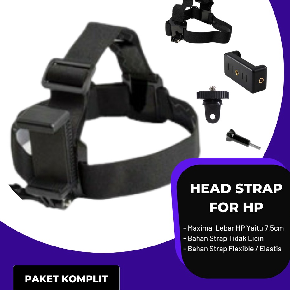 Jual WY77K Head Strap HP Tali Kepala Belt Mounting Vlog For Handphone / Smartphone / Action Camera R