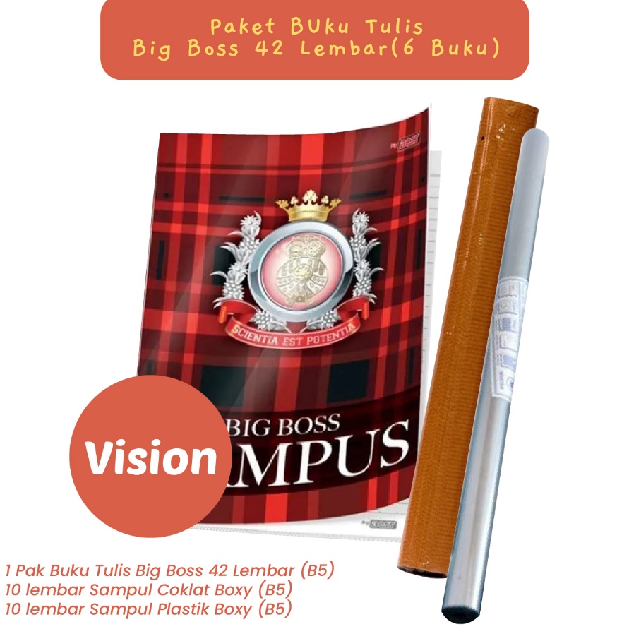 

DWML9510㊍ Paket 6 Buku Tulis Big Boss 42 Lembar Sampul Plastik Coklat Back To School ㊪