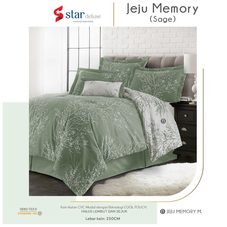 STOK TERBATAS!. SPREI KATUN STAR MOTIF Jeju memory ( FREE CUSTOM SIZE )