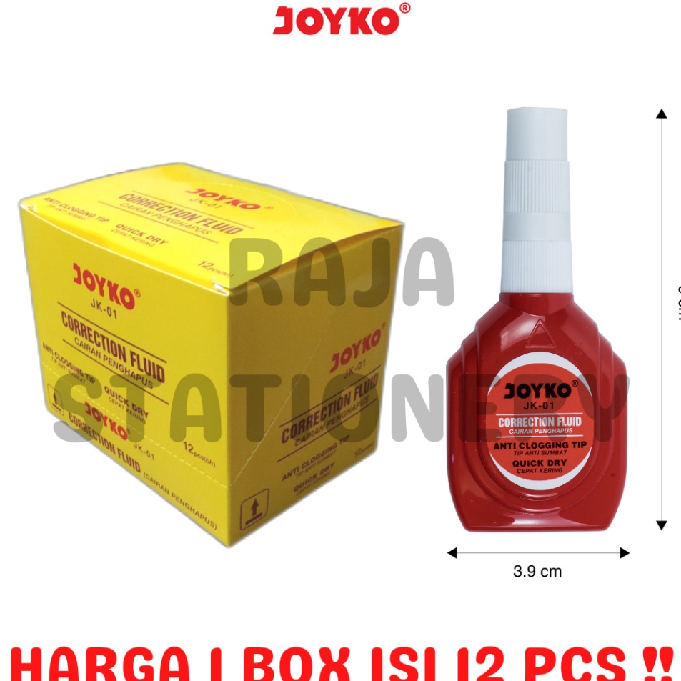 

>V44859) JOYKO CORRECTION FLUID JK-01TIPEX CAIR JOYKO JK01 TIPX TIP-EX 1 BOX LUSIN MURAH [12PCS]