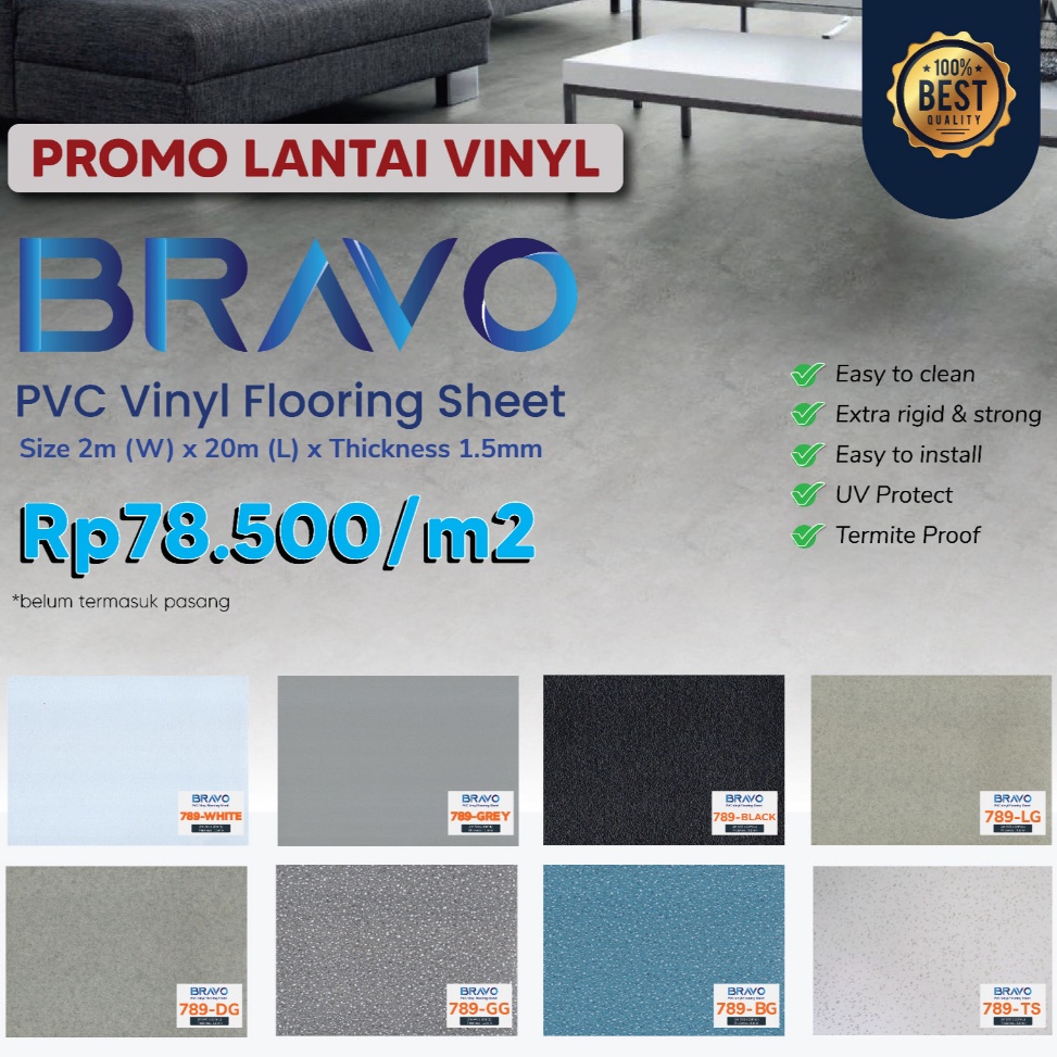 Model Terkini NBVYB Vinyl Lantai Polos Warna Putih / Vinyl Lantai Meteran / Vinyl Lantai Roll / Viny