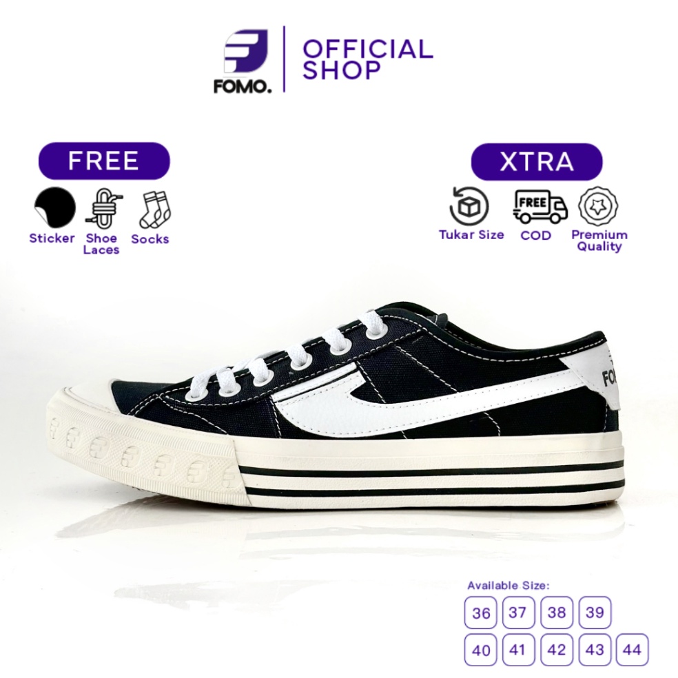 MURAH. Sepatu FOMO Astro Series - Sepatu Lokal Vulkanis Casual Pria Wanita FOMO Black Hitam Urban As