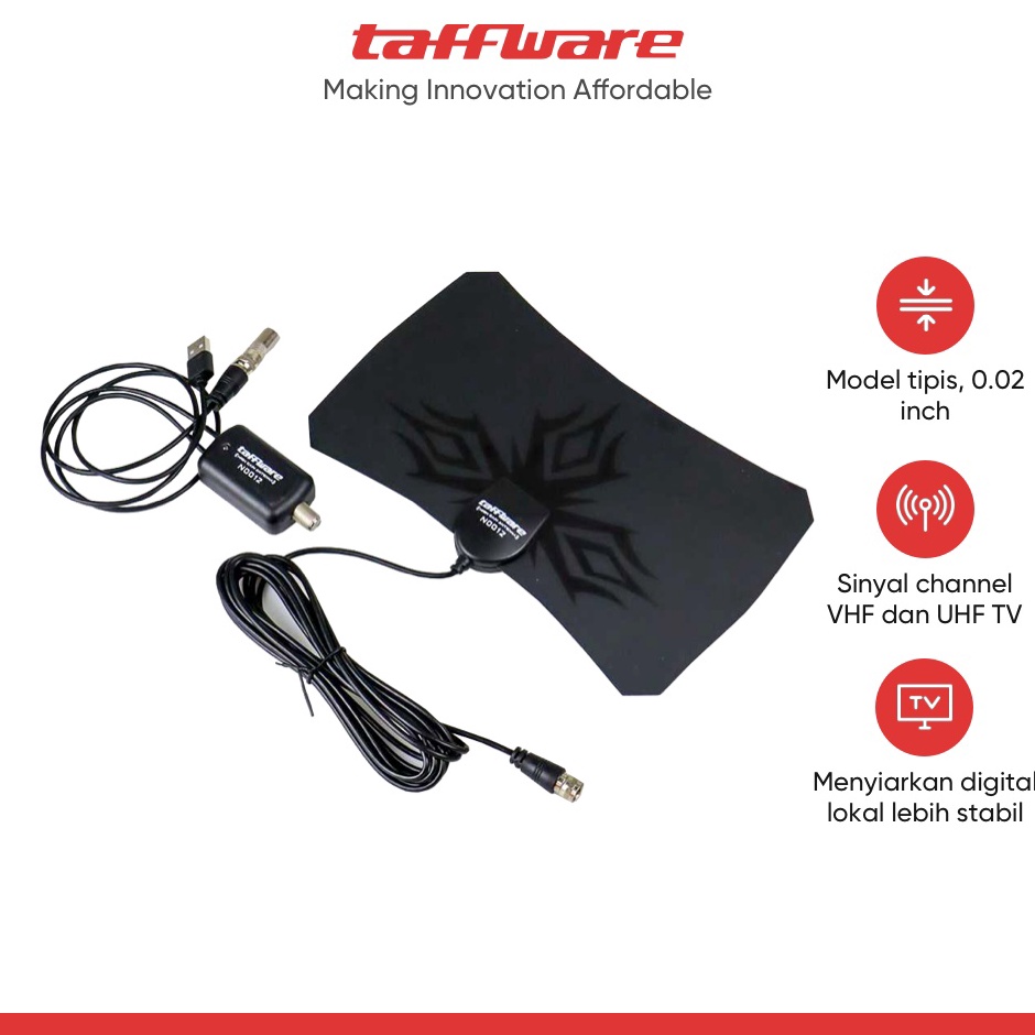 Serba Murah Taffware Antena TV Digital DVB-T2 980 Mil HDTV Satellite with Signal Booster Amplifer - 