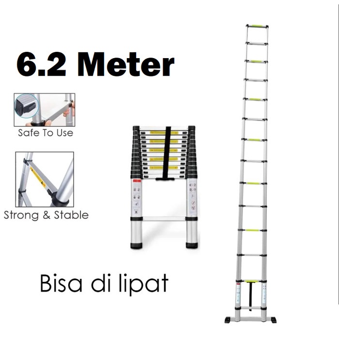 Terlaris Tangga Teleskopik 6 Meter Single Telescopic Ladder 6.2 Meter Aluminium