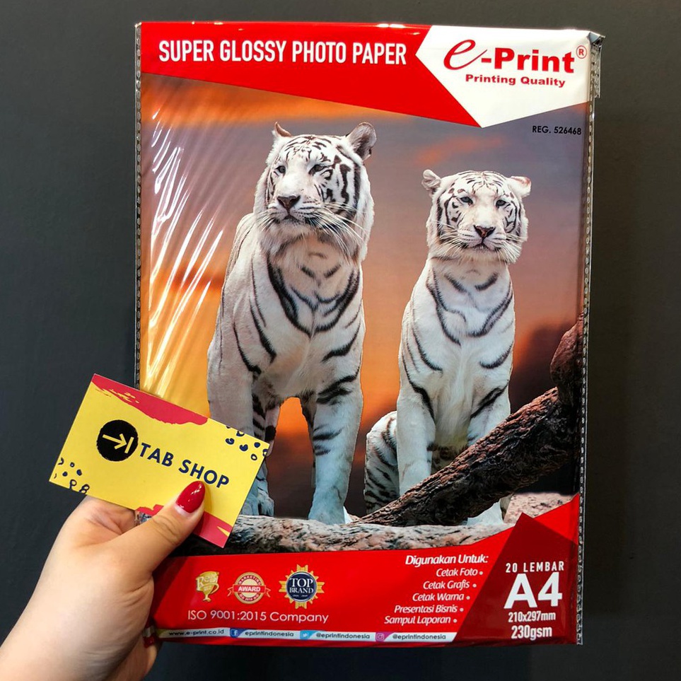 

➵uh Baru TAB SHOP - KERTAS FOTO A4 180 GSM - EPRINT SUPER GLOSSY PFOTO PAPER 230 GSM A4 20 LEMBAR I100 ➘