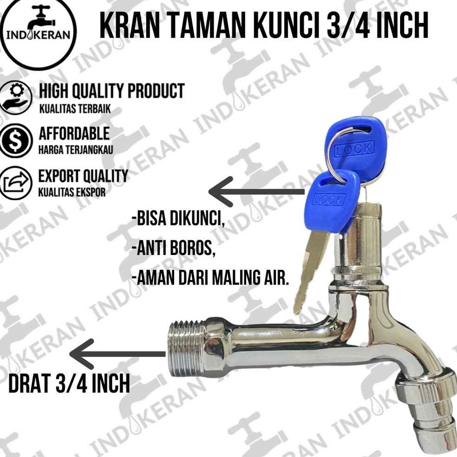 Star Seller INDOKERAN - Kran Taman Kunci - 3/4 Inch