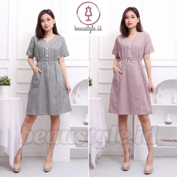 Piyama Daster Home Dress Katun Jepang Premium Kotak Kotak