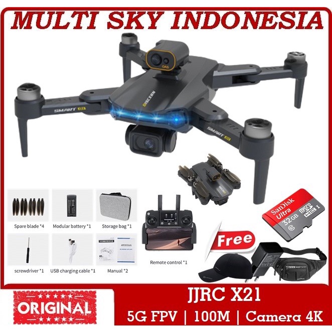 DRONE JJRC X21 GPS 4K CAMERA BRUSHLESS SENSOR ANTI TABRAK ORIGINAL