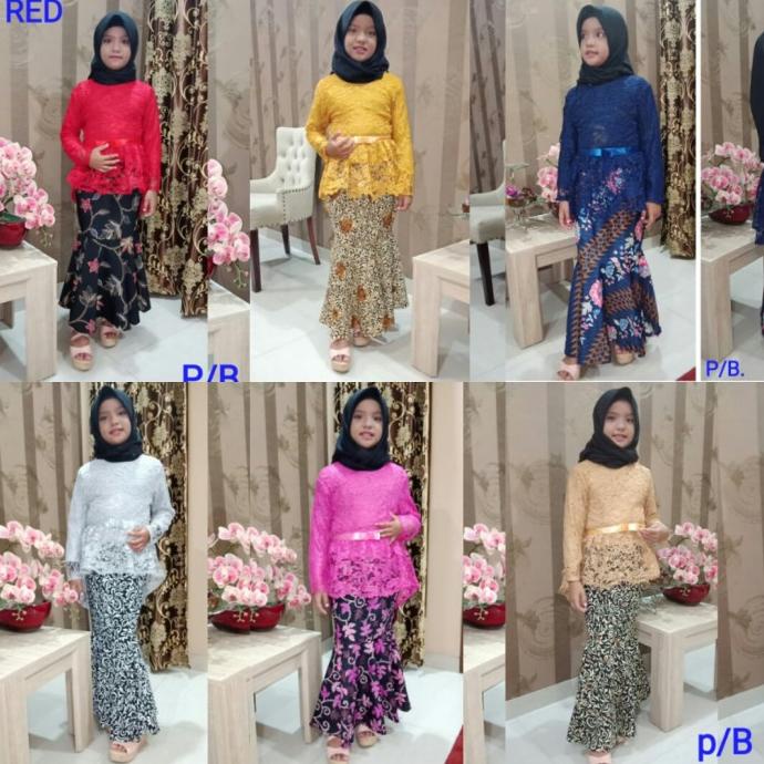 Setelan Kebaya Anak Kartinian Aurora Brokat Kebaya Modern Rok Duyung