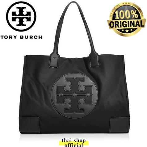 (100% ORIGINAL) Tas TORY BURCH Nylon Tote Bag Ella Medium Black Doff