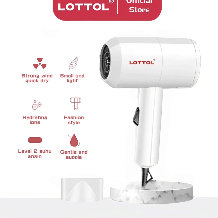 77 LOTTOL Alat Pengering Rambut Portable/Professional Ionic Hair Dryer ↔Ready Stock