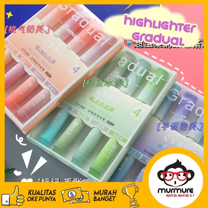 

PVZ MURMURE | STABILO / HIGHLIGHTER 4 WARNA 4PCS / PACK GRADUAL WARNA PASTEL 56
