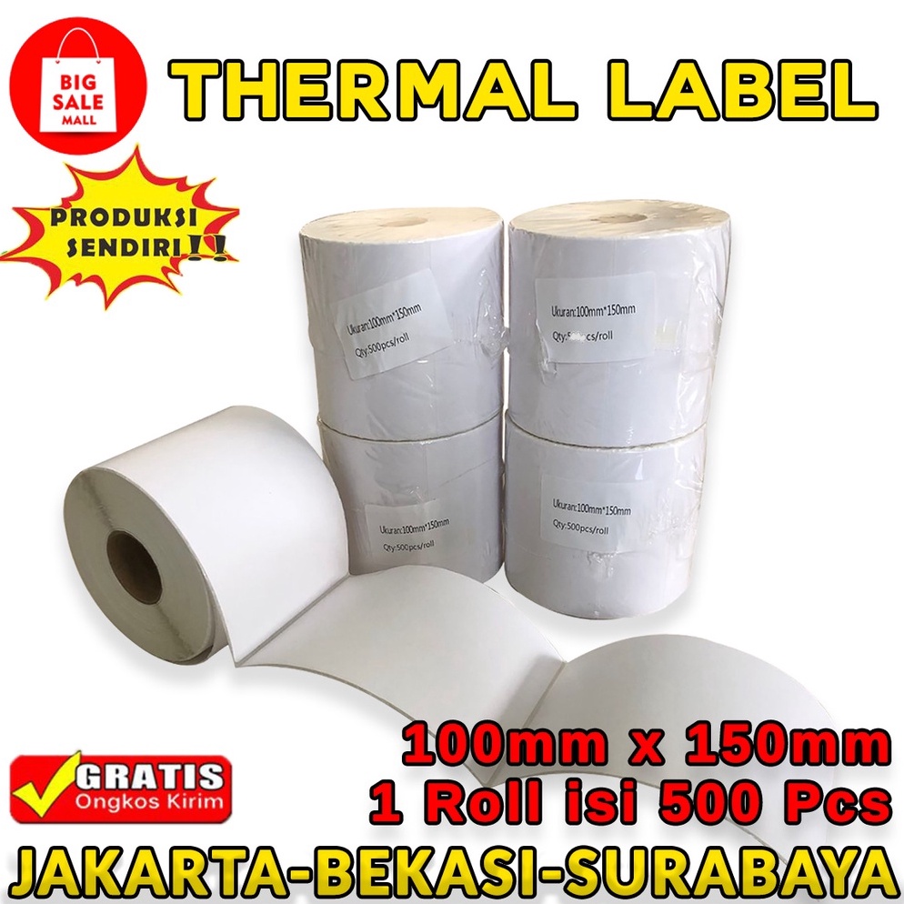 

➴ Kertas Thermail Stiker Thermal 100x150 isi 500 & 250 lembar, Label Thermal barcode, Kertas EDC/printer mini bluetooth 8qhgq