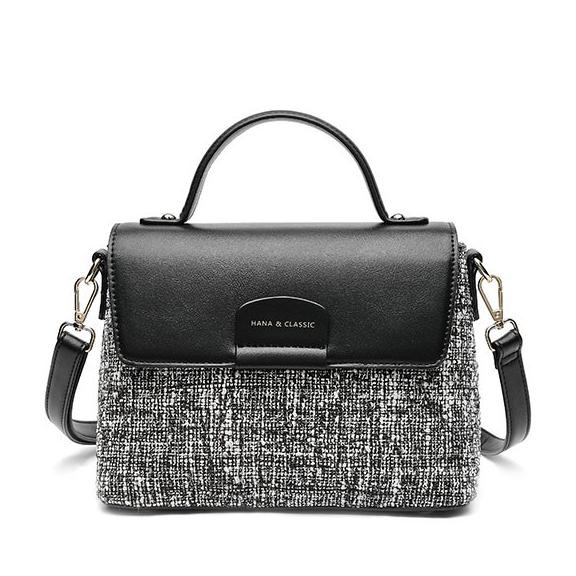 HANA Lucia Tweed Sling Bag HN047 - Black