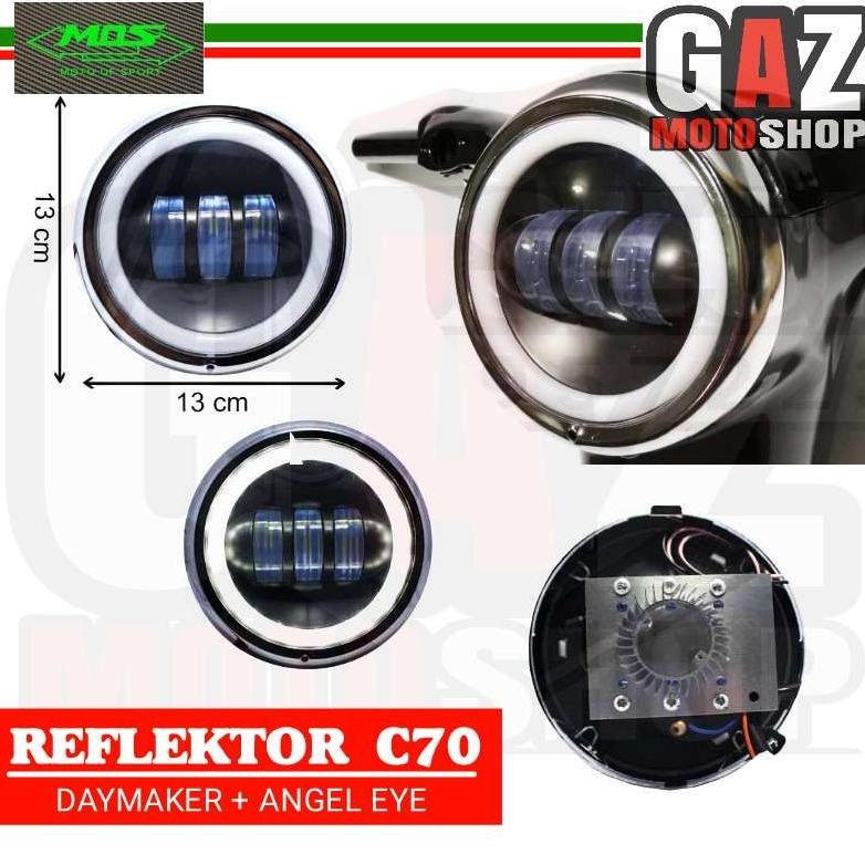 Lampu Depan C 70 LED Daymaker C70 Angel Eye Reflektor Ring Angeleye eyes aksesoris Olong Pitung