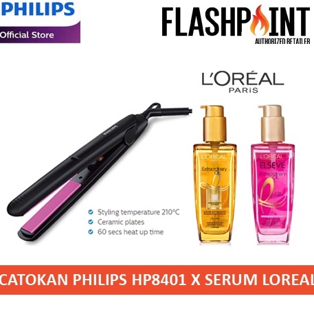 TERBAIK!. (PAKET) CATOKAN RAMBUT PHILIPS HP8401 2 IN 1 HAIR SELFIE STRAIGHTENER ALAT CATOK RESMI DAN