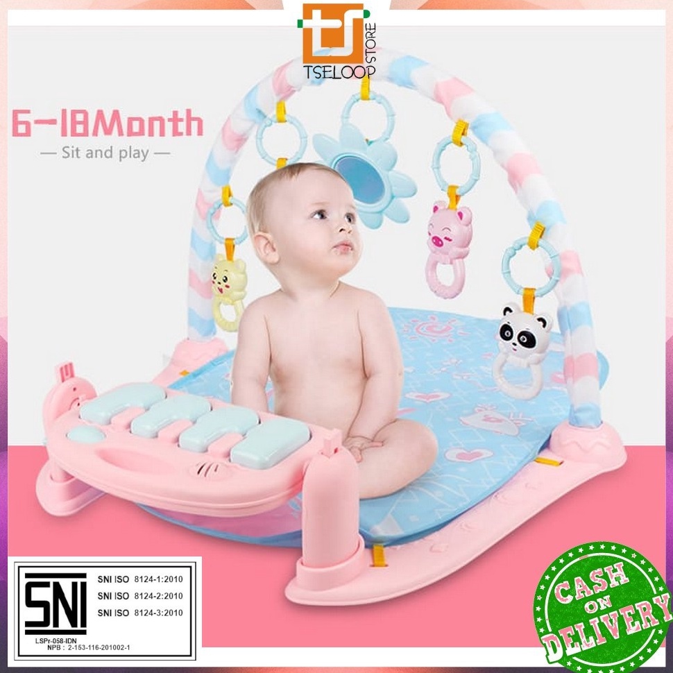Rekomendasi.. OFM-M15-16 Baby Play Gym Mainan Anak Bayi Rattle & Piano Playmat Matras / Kasur Bayi P