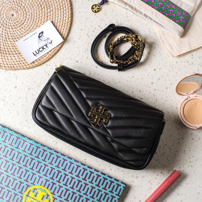 Tory Burch Kira Chevron Small Flap In Black - ORIGINAL 100%