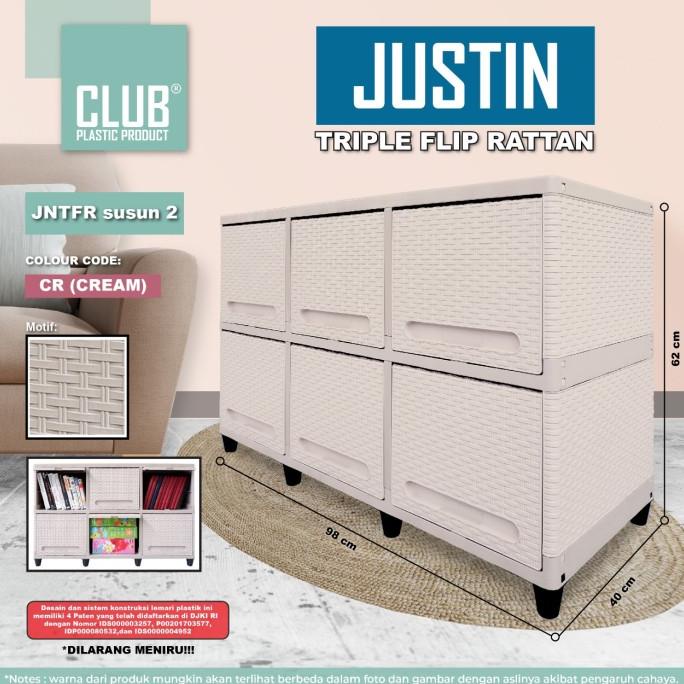 Lemari plastik Club Flip Triple Susun 2 | Lemari Serbaguna 6 Pintu