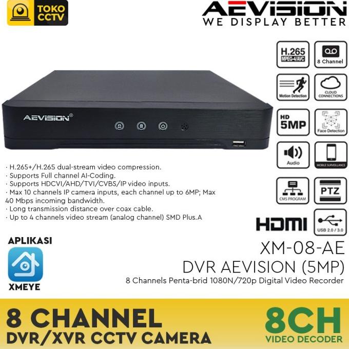 DVR AEVISION 8CH HS-BH3008VH XMEYE 5MP