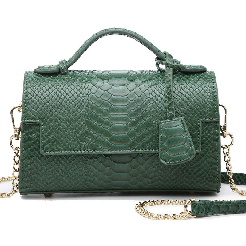 ❤Free Customized Baby Green Python Leather Bag PU Handbag Sexy Snakeskin Pattern Luxury Designer Clu