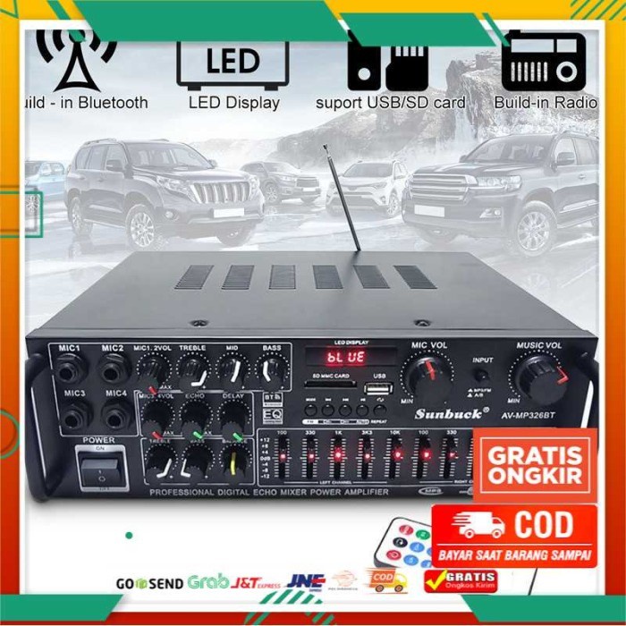 SUNBUCK POWER AMPLIFIER AMPLI 2000W WATT BLUETOOTH AV-326BT MURAH