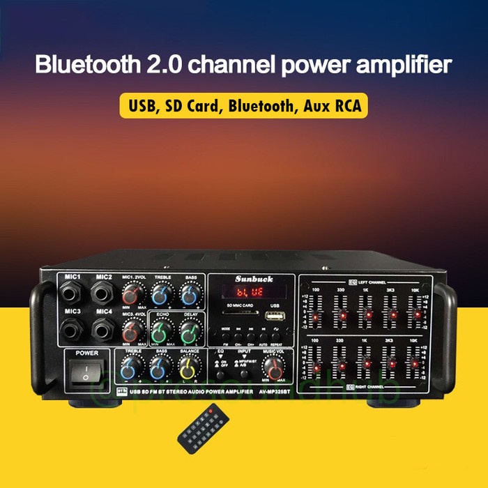 Sunbuck AV-MP325BT Amplifier Audio Bluetooth USB Hitam