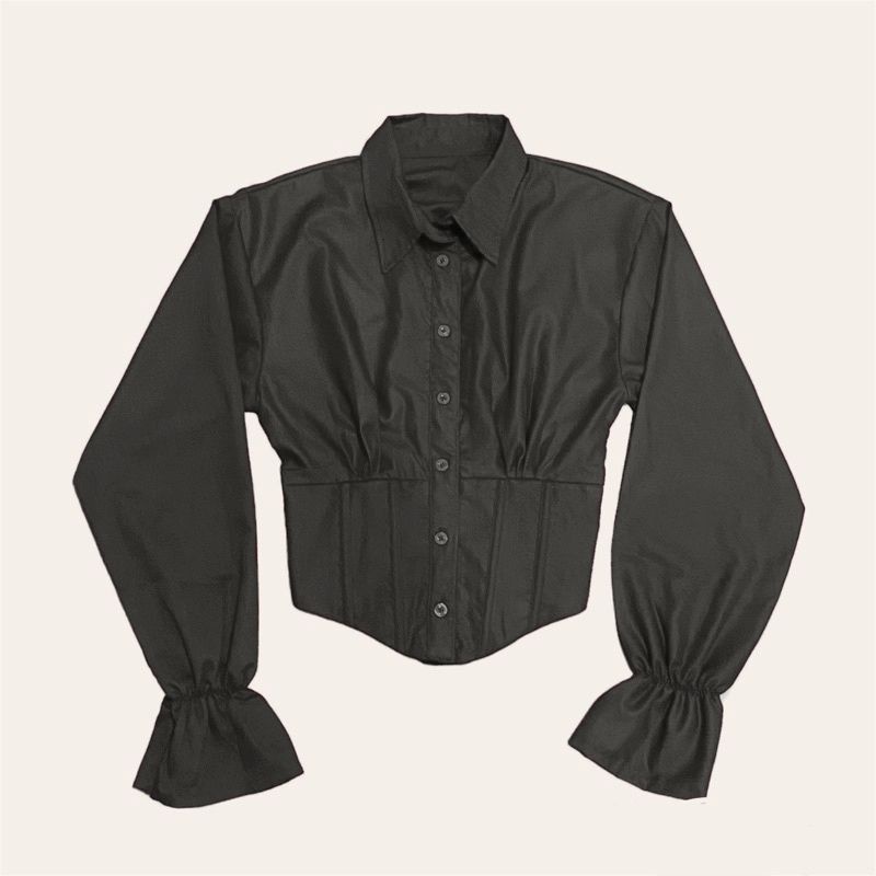 ZETA SHIRT CROP//KEMEJA WANITA//KEMEJA CROP//BAJU WANITA//ATASAN WANITA