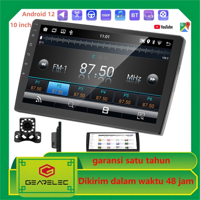 Terlaris Head Unit Android 12 10 Inch Double Din Universal Gps Bluetooth Wifi