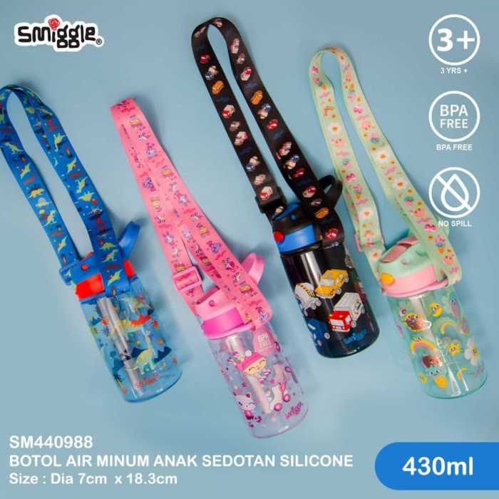 Terlaris Botol Minum Waterbottle Smiggle Tali Sedotan Silikon 430Ml Dan 750Ml