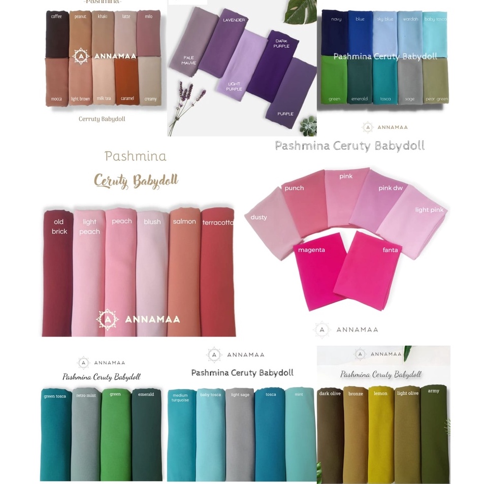Stock Banyak Pashmina Ceruty Premium Ceruti Pasmina Cerruty Babydoll Polos Plain Basic Terbaru Hijab