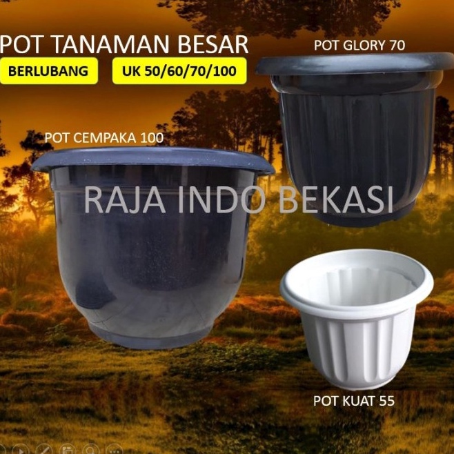 ¯FZW POT Tanaman Besar Jumbo 50 55 60 70 100 cm Pot Bunga Besar Hitam Putih q Premium ❥.