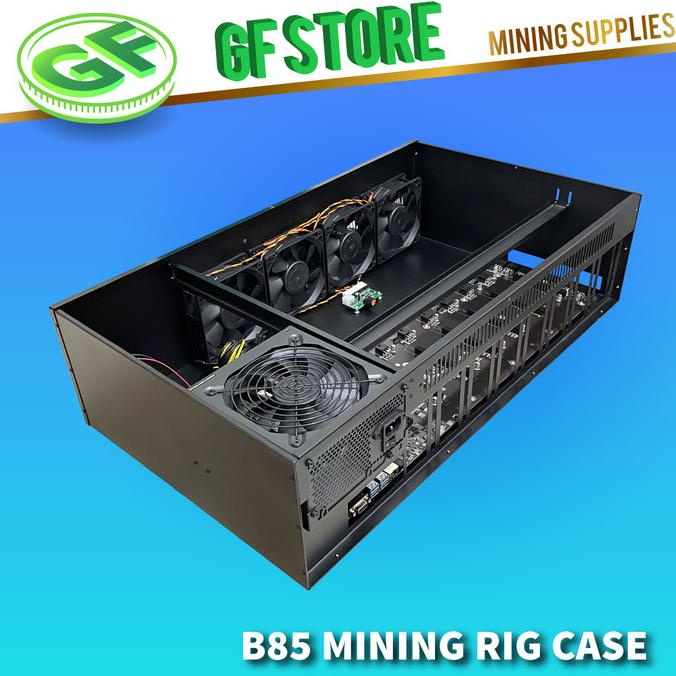 Mining Rig Case B85 with CPU & PSU - Casing GPU Mining Riserless