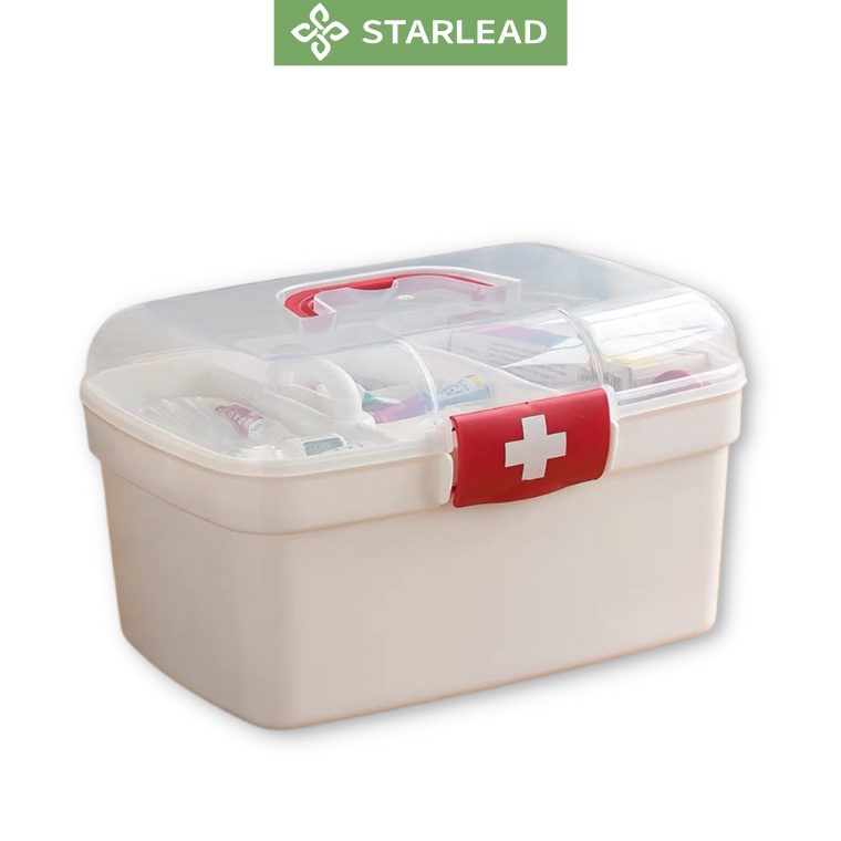 ★★★ BBt STARLEAD Kotak Penyimpanan Obat/Kotak P3K/First Aid Kit Box 2 Tingkat ✼ ➻