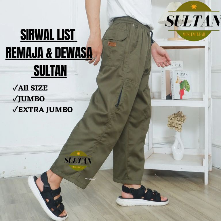 Edisi Lebaran Celana Sirwal List Dewasa  Pria ALL SIZE, Jumbo, Extra jumbo  Celana Cingkrang 7/8 dew