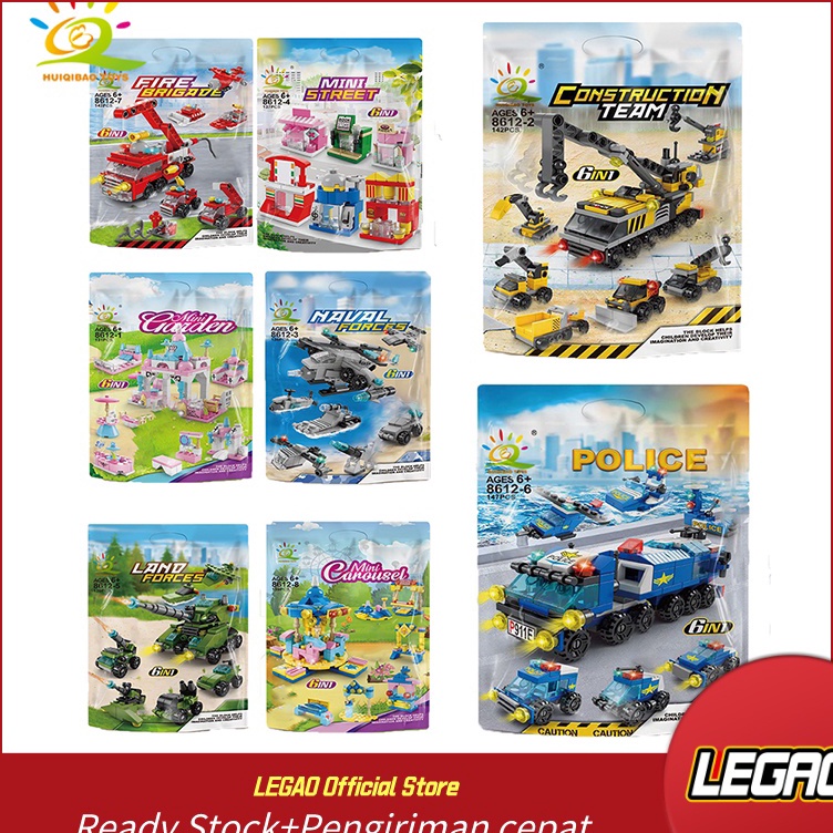 ｀ FH LEGAO Mainan Blok Balok Susun 6 in 1 / Mainan Lego Transportasi / Mainan Lego Bangunan / Mainan