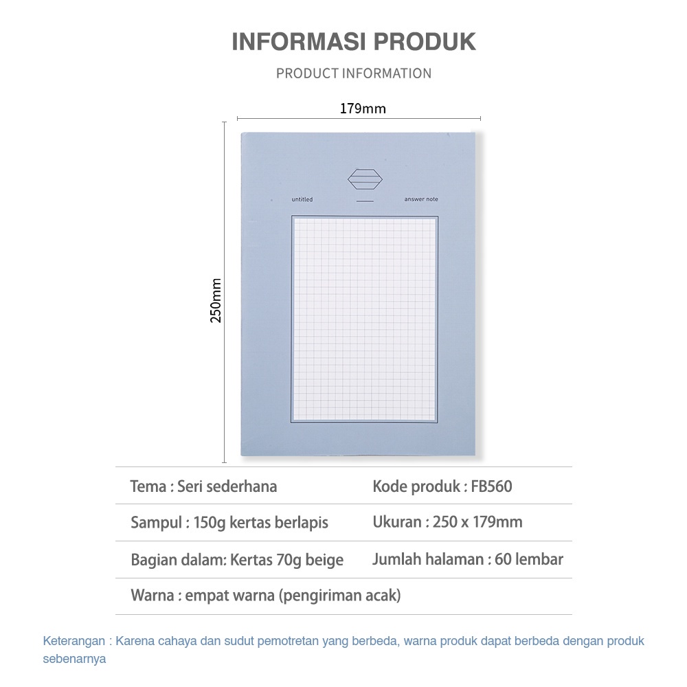 

QUM DELI SUTURE NOTEBOOK B5 40/60 LEMBAR, DIJILID DENGAN JAHITAN SEDERHANA FB5X0 RKE