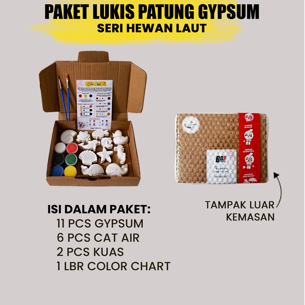 

M1P PAKET LUKIS GYPSUM SET MELUKIS ANAK LENGKAP MEWARNAI PATUNG GYPSUM PAINTING GAA